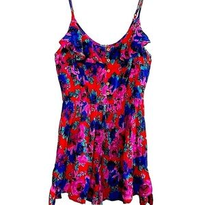 Band Of Gypsies BOG Romper Shorts Floral Side Leg Tie Detail Sleeveless Sz Small